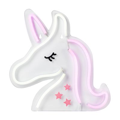 13" White and Pink LED Neon Style Unicorn Wall Sign