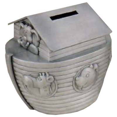 Jiallo 4x4.5x3 Noah's Ark Modern Pewter Plated Bank in Silver