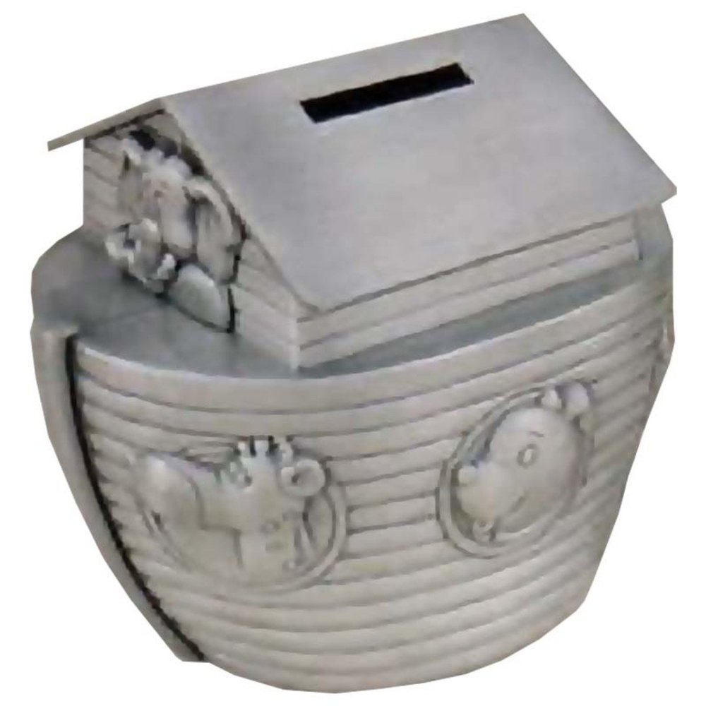 Jiallo 4x4.5x3 Noah's Ark Modern Pewter Plated Bank in Silver