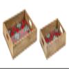 Melrose International 80236DS 10.75 x 16 & 16 x 20 in. Wood Plaid Tray, Brown - Set of 2 view 1