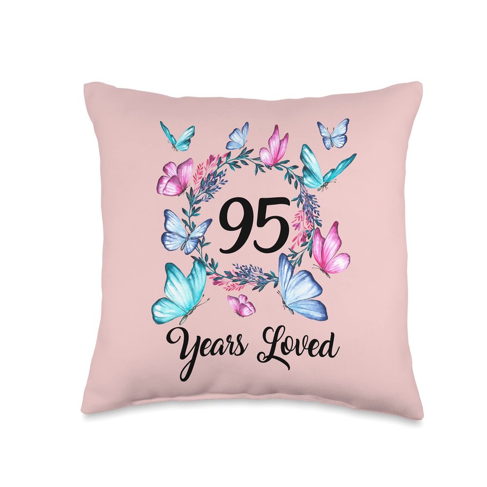 95 Year old birthday years loved for woman floral pattern Throw Pillow