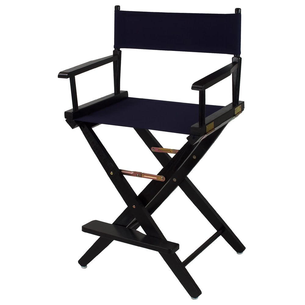 American Trails Extra-Wide Premium Directors Chair 24" H Counter Height Black Frame Navy Canvas