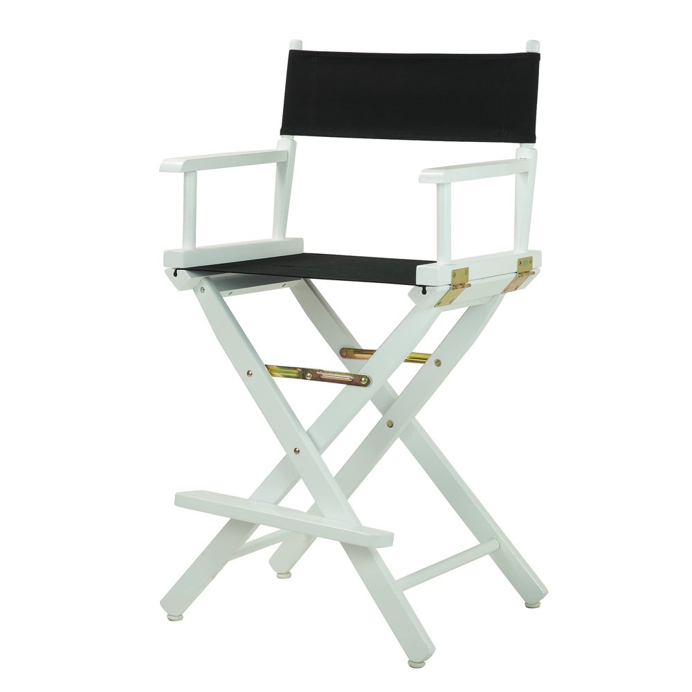 24" Director's Chair White Frame-Black Canvas