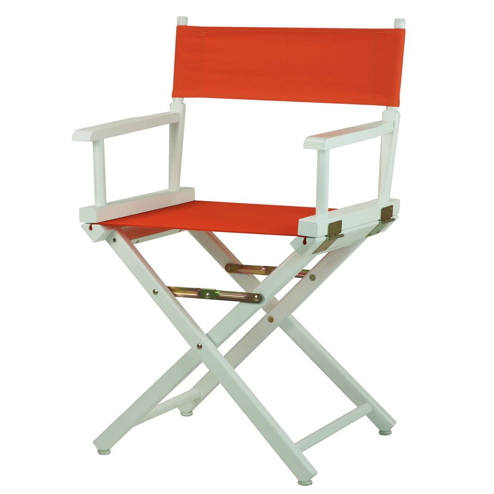 18" Director's Chair White Frame-Orange Canvas