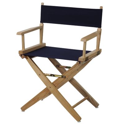 American Trails Extra-Wide Premium Directors Chair 18" H Classic Height Natural Frame Navy Canvas