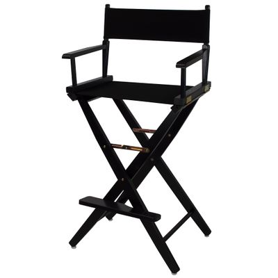 American Trails Extra-Wide Premium Directors Chair 30" H Bar Height Black Frame Black Canvas