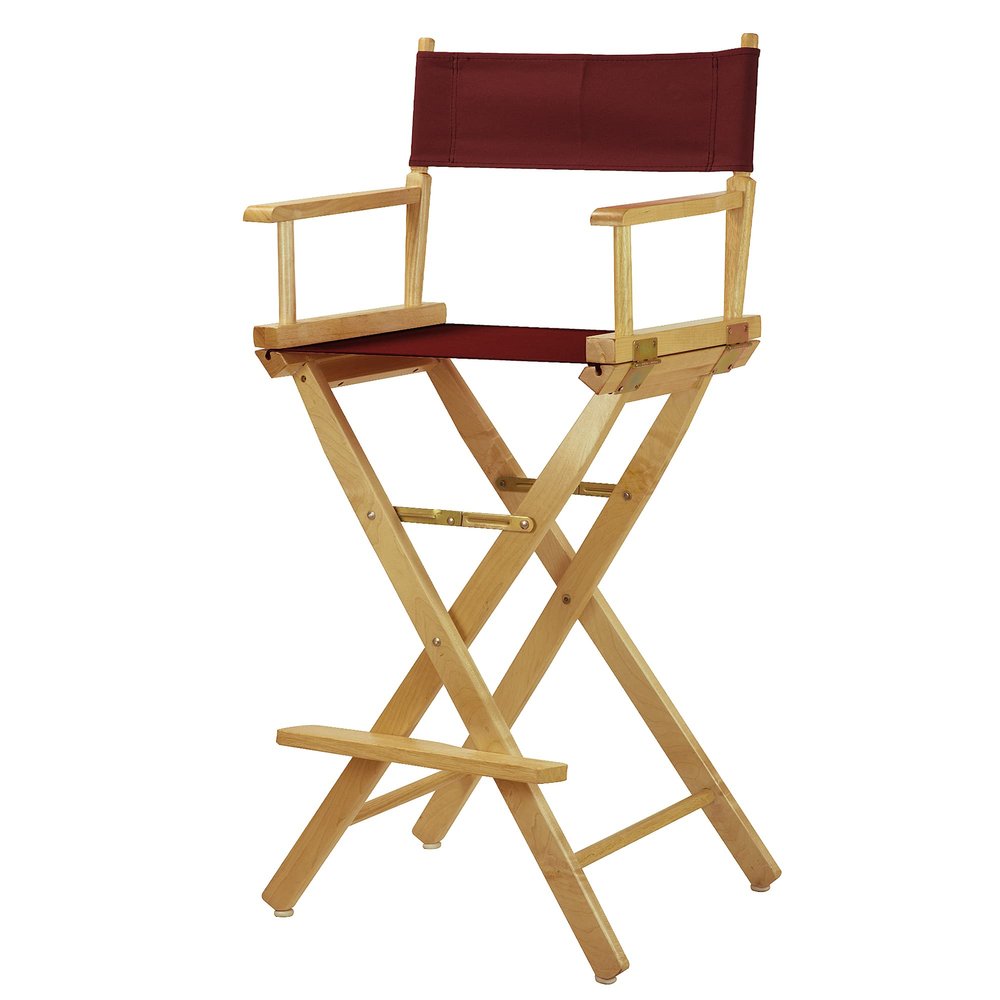 30" Director's Chair Natural Frame-Burgundy Canvas
