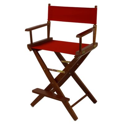 American Trails Extra-Wide Premium Directors Chair 24" H Counter Height Mission Oak Frame Red Canvas