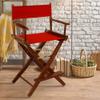 American Trails Extra-Wide Premium Directors Chair 24" H Counter Height Mission Oak Frame Red Canvas view 2
