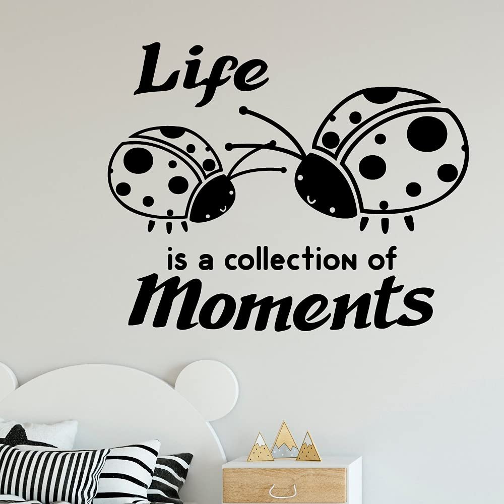 Life Quote Ladybug Ladybugs Lady Bug Bugs Cute Animal Insect Vinyl Design Wall Sticker Art Decal Boy Girl Kid Room Bedroom Nursery Kinder Playroom Home Decor Stickers Decoration Size (18x20 inch)