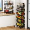 KOLENSA Metal Wire Baskets with Wheels, Stackable Storage Bins Kitchen Organizer Shelf 3-4-5-6 Tier Fruit Vegetable Cart Dishes Seasonal Rack Shelves for Garage, Pantry, Bathroom view 1