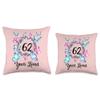 62 Year old birthday years loved for woman floral pattern Throw Pillow view 3