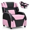 Costzon Kids Pink Recliner, Gaming Recliner Chair w/Footrest, Headrest & Lumbar Support, Ergonomic Leather Lounge Chair for Gaming Room, Adjustable Racing Style Sofa for Children Boys Girls, Pink view 1
