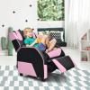 Costzon Kids Pink Recliner, Gaming Recliner Chair w/Footrest, Headrest & Lumbar Support, Ergonomic Leather Lounge Chair for Gaming Room, Adjustable Racing Style Sofa for Children Boys Girls, Pink view 2