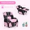 Costzon Kids Pink Recliner, Gaming Recliner Chair w/Footrest, Headrest & Lumbar Support, Ergonomic Leather Lounge Chair for Gaming Room, Adjustable Racing Style Sofa for Children Boys Girls, Pink view 3