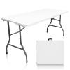 CAMP SOLUTIONS Plastic Folding Table, 5 FT Folding Table, Plastic Portable Tables for Dining Parties Card Picnic Camping, Granite White view 1