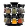 Home Stuff Joie Revolving Plastic Spice Rack 16 in 1 Jar | Multipurpose Uses Storage Set Condiment Masala Rack Set | 16 Pieces - Green (brown) view 1