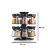 Home Stuff Joie Revolving Plastic Spice Rack 16 in 1 Jar | Multipurpose Uses Storage Set Condiment Masala Rack Set | 16 Pieces - Green (brown) view 2