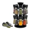 Home Stuff Joie Revolving Plastic Spice Rack 16 in 1 Jar | Multipurpose Uses Storage Set Condiment Masala Rack Set | 16 Pieces - Green (brown) view 3