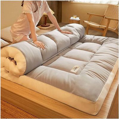 DOOGL Japanese Floor Futon Mattress, Tatami Floor Mat Portable Camping Mattress Kids Sleeping Pad Foldable Roll Up Floor Couch Bed with Mattress Protector (Gray,King)