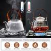40oz Glass Teapot with Anti-Drip Spout, Peach Wood Handle and Lid, Heat-Resistant Borosilicate Glass, Dual Infusers for Steaming and Boiling view 3