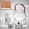 40oz Glass Teapot with Anti-Drip Spout, Peach Wood Handle and Lid, Heat-Resistant Borosilicate Glass, Dual Infusers for Steaming and Boiling view 4