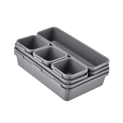 Cabilock 8pcs Light Gray Drawer Storage Boxes for Organizing Sundries Makeup and Stationery Versatile Desktop Organizer for Home and Office Use