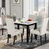 RUNNA Faux Marble 5-Piece Dining Set, Faux Marble Dining Table Set 4 Thicken Cushion Dining Chairs for Kitchen Restaurant Home Furniture (Beige) view 1