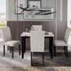 RUNNA Faux Marble 5-Piece Dining Set, Faux Marble Dining Table Set 4 Thicken Cushion Dining Chairs for Kitchen Restaurant Home Furniture (Beige) view 2