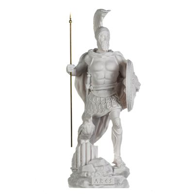 Ares Mars God War Zeus Son Roman Statue Alabaster 14.56 inches