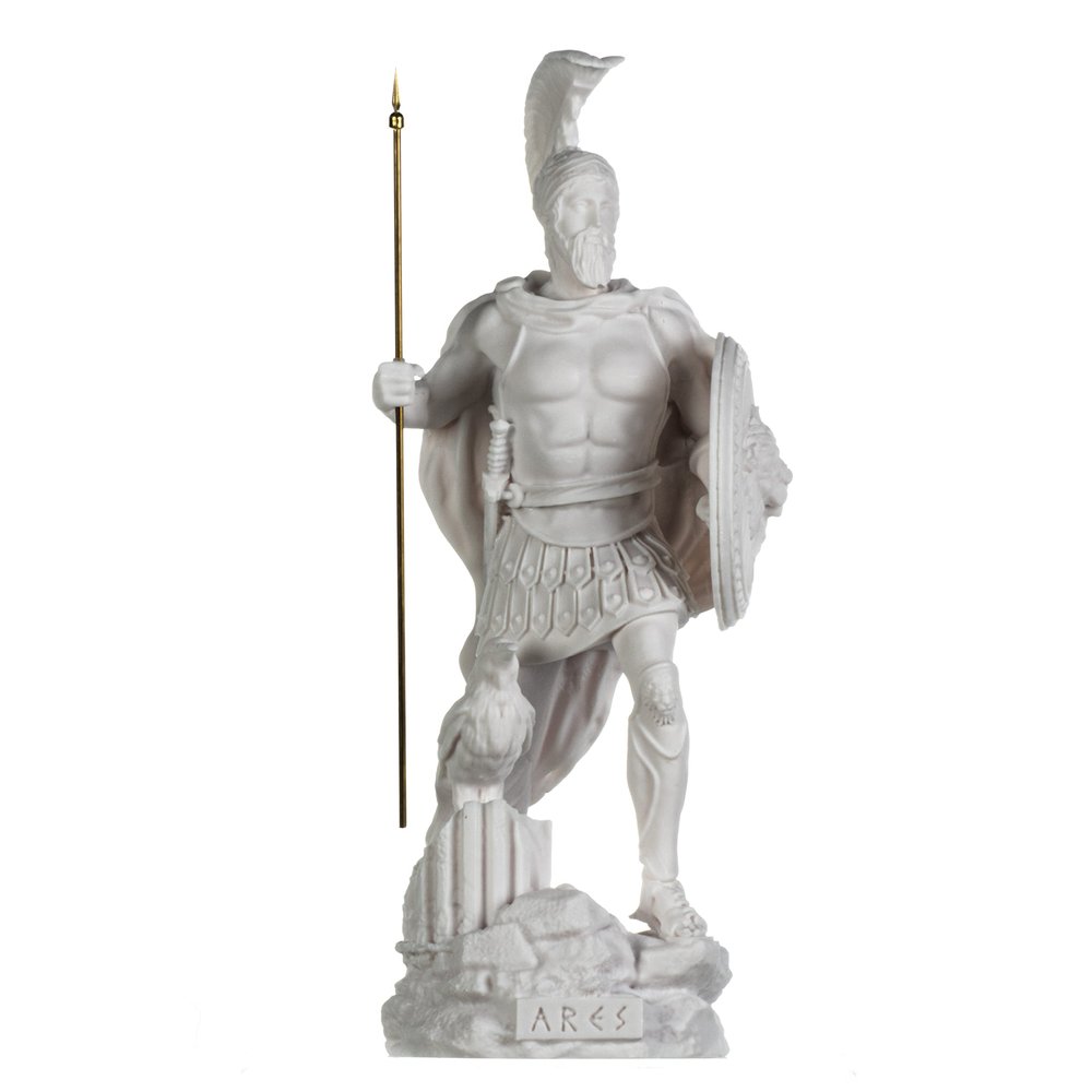 Ares Mars God War Zeus Son Roman Statue Alabaster 14.56 inches