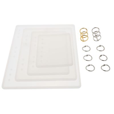 EXCEART 4pcs Creative Notebook Mold Metal Hoops Silicone Casting Mold for Custom Notebooks Includes Glitter and Embellishment Options