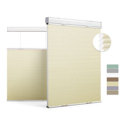 Boolegon Top Down and Bottom Up Cellular Shades for Windows Light Filtering Cordless Honeycomb Blinds Thermal Insulated Custom Cut to Size,Beige,45" W x 44" H