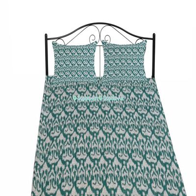 Traditional Handmade Kantha Quilt Indian Ikat Print Vintage Bedding Sofa Cover Reversible Cotton Bedspread Decor Art (Green, California King 108"x108" with Sham Cover)