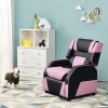 Giantex Kids Recliner, Gaming Recliner Chair with Footrest, Headrest & Lumbar Support, Ergonomic Leather Lounge Chair Toddler Furniture, Adjustable Racing Style Recliner Sofa for Boys Girls, Pink view 2