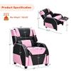 Giantex Kids Recliner, Gaming Recliner Chair with Footrest, Headrest & Lumbar Support, Ergonomic Leather Lounge Chair Toddler Furniture, Adjustable Racing Style Recliner Sofa for Boys Girls, Pink view 3