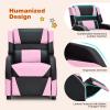 Giantex Kids Recliner, Gaming Recliner Chair with Footrest, Headrest & Lumbar Support, Ergonomic Leather Lounge Chair Toddler Furniture, Adjustable Racing Style Recliner Sofa for Boys Girls, Pink view 4
