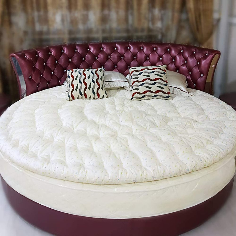 Wgreat Round Mattress Topper,Thick Cotton Pillow Cover Fluffy Down,Quilted Comfort Mattress Pad Soft Healthy Kids Floor Mat 100% Cotton Fill,White 5kg,D180cm(71inch)