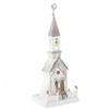 Cody Foster 16.5" Tall White and Silver Church with Steeple Deer Christmas Village House view 2
