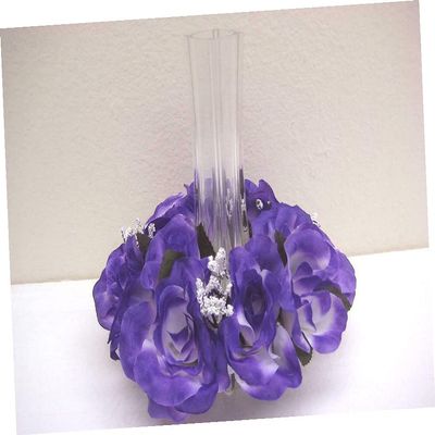 2 Purple Candle Rings Roses Center Pieces Artificial Silk Flowers 3" 4005 Pu Realistic Craft Art Decor Plant for Indoor Outdoor Decoration