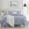 Duvet Cover California King Size 3 Piece Pintuck Comforter Set - 1 Duvet Cover 104x98 with 2 Pillow Shams - Ultra Soft Microfiber Bedding Pinch Pleated California King Duvet Cover Set Ice Blue view 1