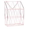 qiuqiu Gold Magazine Rack Metal Newspaper Rack Wall Shelf Single Living Room Newspaper Rack Storage Basket Iron File Organizer for Documents Folders Letters and Books-Rose Gold view 1