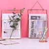qiuqiu Gold Magazine Rack Metal Newspaper Rack Wall Shelf Single Living Room Newspaper Rack Storage Basket Iron File Organizer for Documents Folders Letters and Books-Rose Gold view 4