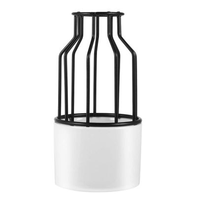 ARTIBETTER Metal Hollow Mosaic Porcelain Vase Terrariums Self Watering Planter Pots for Plants Hydroponics Plants Holder Flower Vases for Centerpieces Hydroponic Planter Iron Frame
