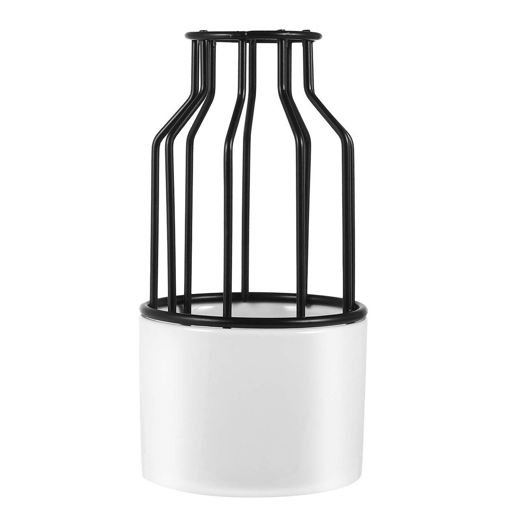 ARTIBETTER Metal Hollow Mosaic Porcelain Vase Terrariums Self Watering Planter Pots for Plants Hydroponics Plants Holder Flower Vases for Centerpieces Hydroponic Planter Iron Frame