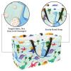 LORVIES Reusable Grocery Bags Boxes Storage Basket, Dinosaurs Collapsible Utility Tote Bags with Long Handle view 2
