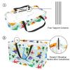 LORVIES Reusable Grocery Bags Boxes Storage Basket, Dinosaurs Collapsible Utility Tote Bags with Long Handle view 3