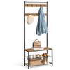 VASAGLE Coat Rack, Hall Tree with Shoe Storage Bench, Entryway Bench with Shoe Storage, 3-in-1, Steel Frame, for Entryway, 12.6 x 27.6 x 68.9 Inches, Industrial, Rustic Walnut and Black UHSR041B41 view 1