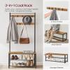 VASAGLE Coat Rack, Hall Tree with Shoe Storage Bench, Entryway Bench with Shoe Storage, 3-in-1, Steel Frame, for Entryway, 12.6 x 27.6 x 68.9 Inches, Industrial, Rustic Walnut and Black UHSR041B41 view 3