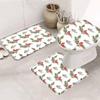 3 Pieces Bathroom Rugs and Mats Sets Cardinal Red Bird Merry Christmas,Non Slip Water Absorbent Bath Rug,Toilet Seat/Lid Cover,U-Shaped Toilet Mat,Home Decor Doormats Pine Cone Tree view 2